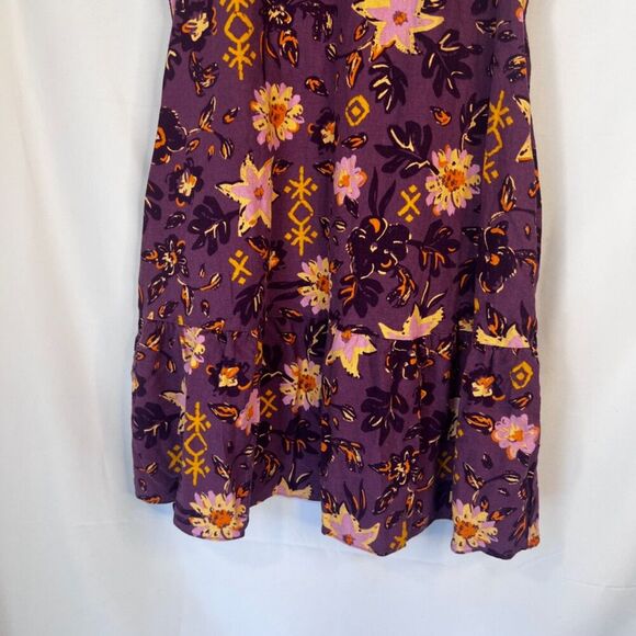Sonoma Purple Floral Print Linen Blend Sleeveless Aline Dress Size Petite Medium - Picture 4 of 11